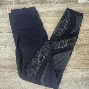 Lululemon Wunder Under Hi-Rise Tight 25" Leggings Black Lace Size 2